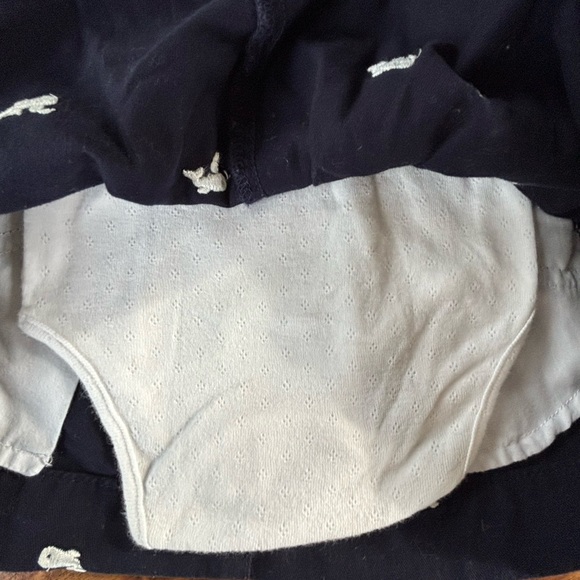 Osh Kosh Baby Navy Twill Jumper Dress with Whale Print and Henley style Onesie - Picture 9 of 9